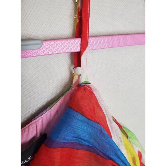 LuLus Multicolor Rainbow Striped Yacht Rock Off the Shoulder Wrap Midi Dress - Picture 7 of 10